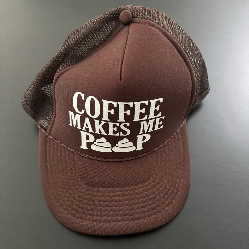 Coffee Makes Me Poop 💩 SnapBack Trucker Mesh Hat Otto Cap‎ Brown OSFM